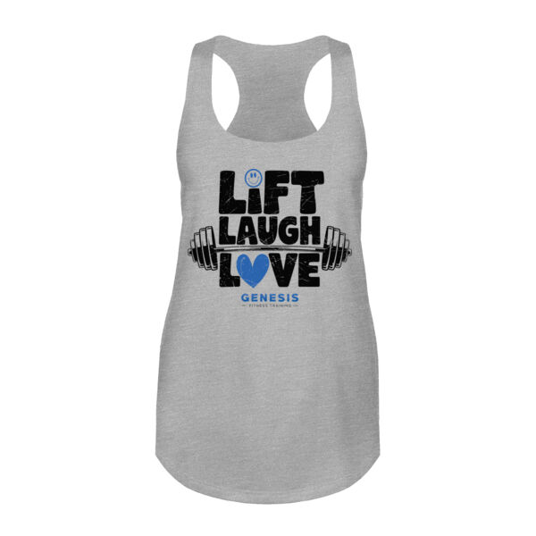 LIFT LAUGH LOVE - WOMEN'S FITTED TANK TOP - $ZPFMGN$ Thumbnail